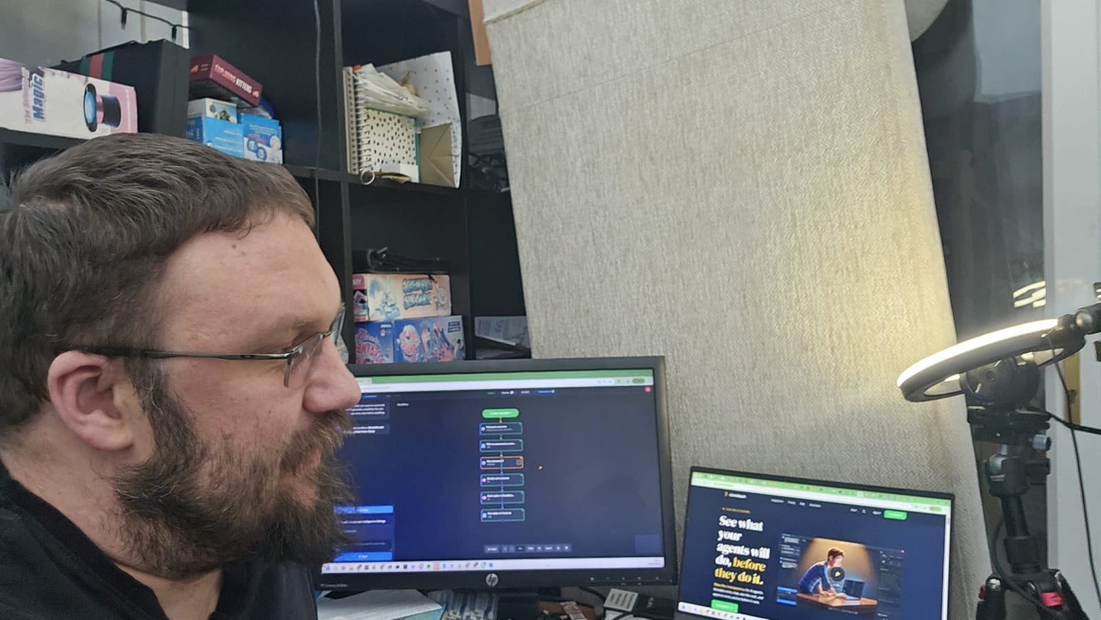 Andy Surtees in his home office in Hartlepool, working on GloriaMundo.